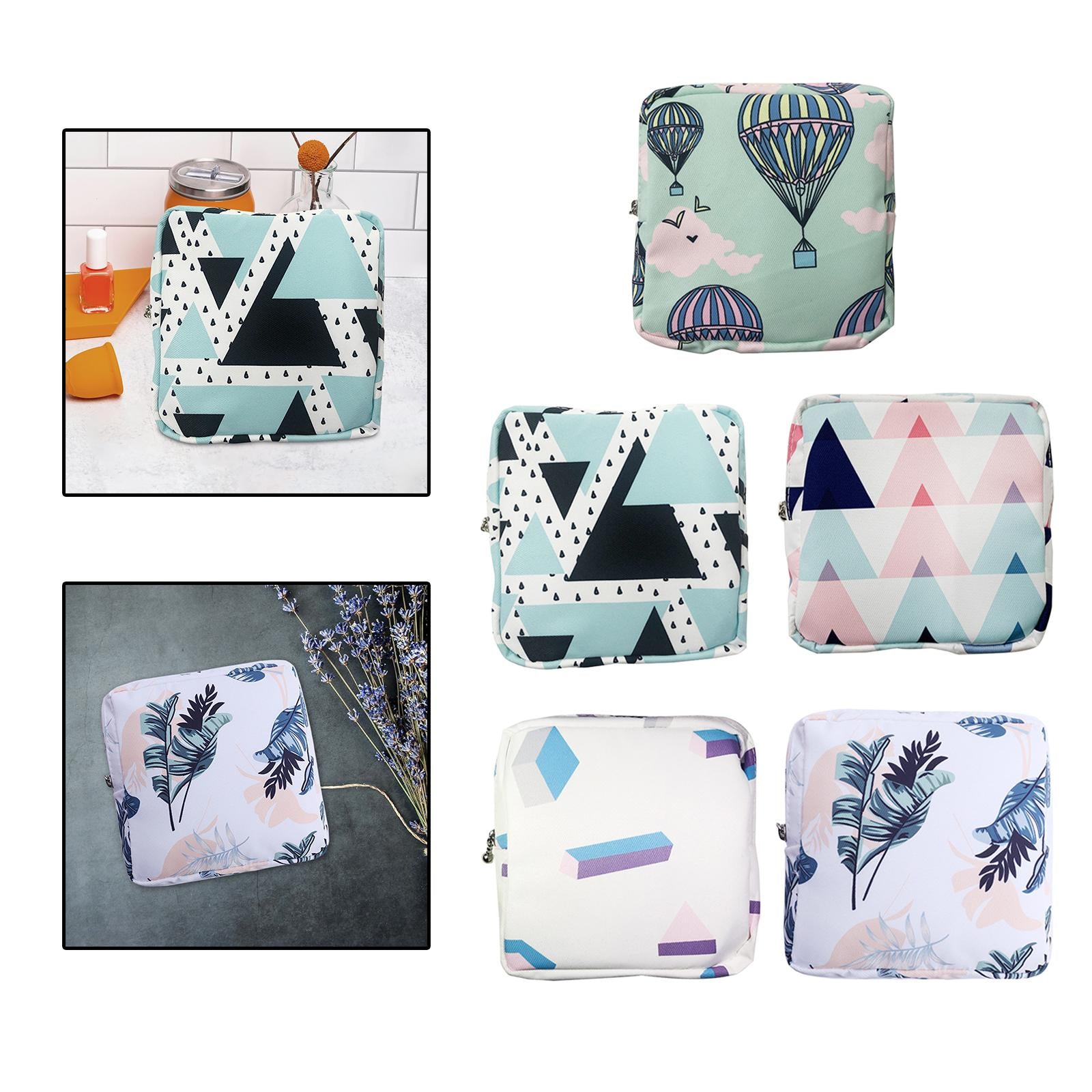 Washable Sanitary Napkin Storage Bag Toiletry Pouch Nursing Girls Ladies green balloon