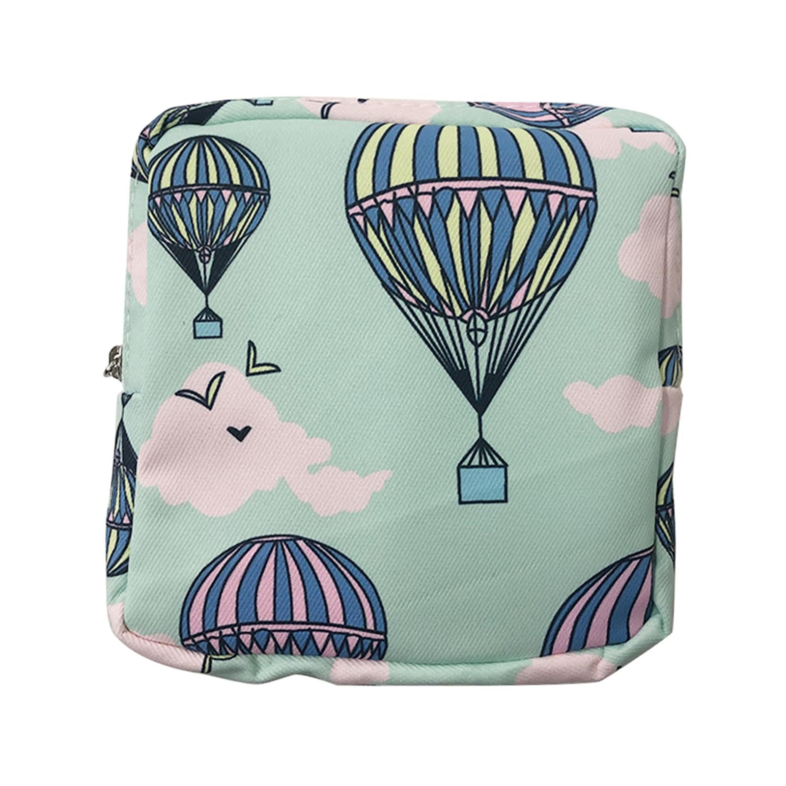 Washable Sanitary Napkin Storage Bag Toiletry Pouch Nursing Girls Ladies green balloon