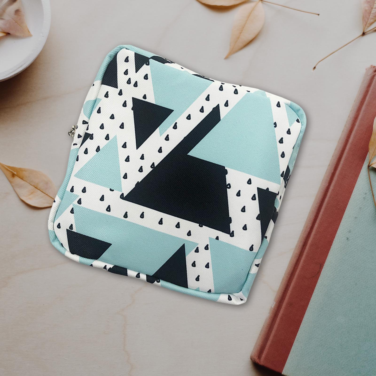 Washable Sanitary Napkin Storage Bag Toiletry Pouch Nursing Girls Ladies green black triangle