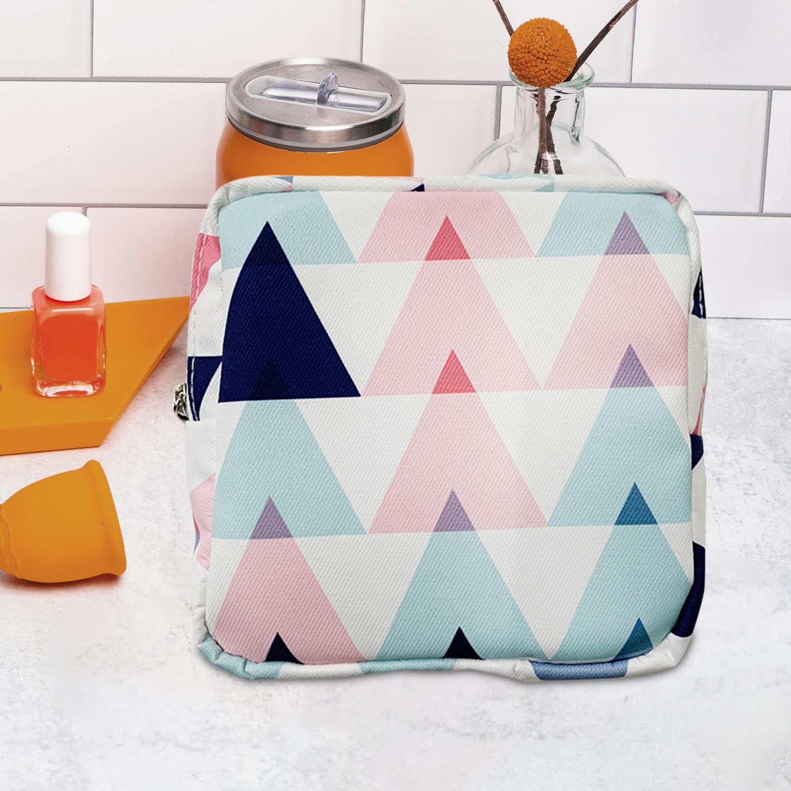 Washable Sanitary Napkin Storage Bag Toiletry Pouch Nursing Girls Ladies pink triangle