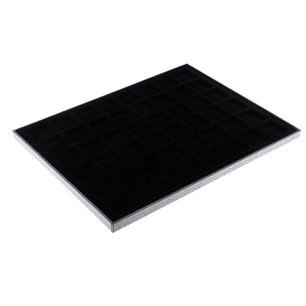 48 Grid Velvet Frame Series Display Tray Coin Case for Coin Display -Black
