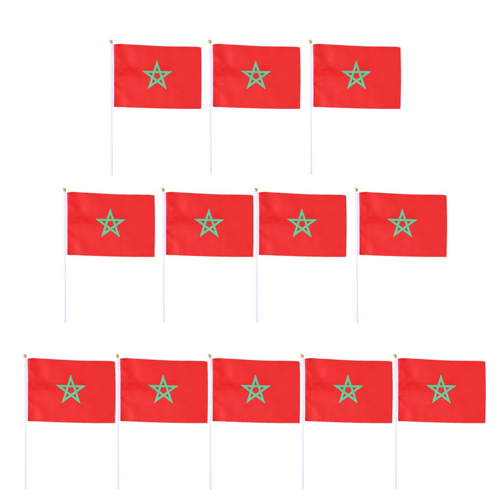 12PCS Flag Flags Banner Hand Waving Flag National Pride Flag Morocco