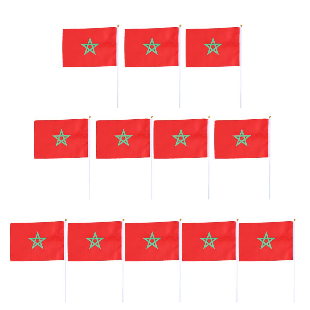 12PCS Flag Flags Banner Hand Waving Flag National Pride Flag Morocco