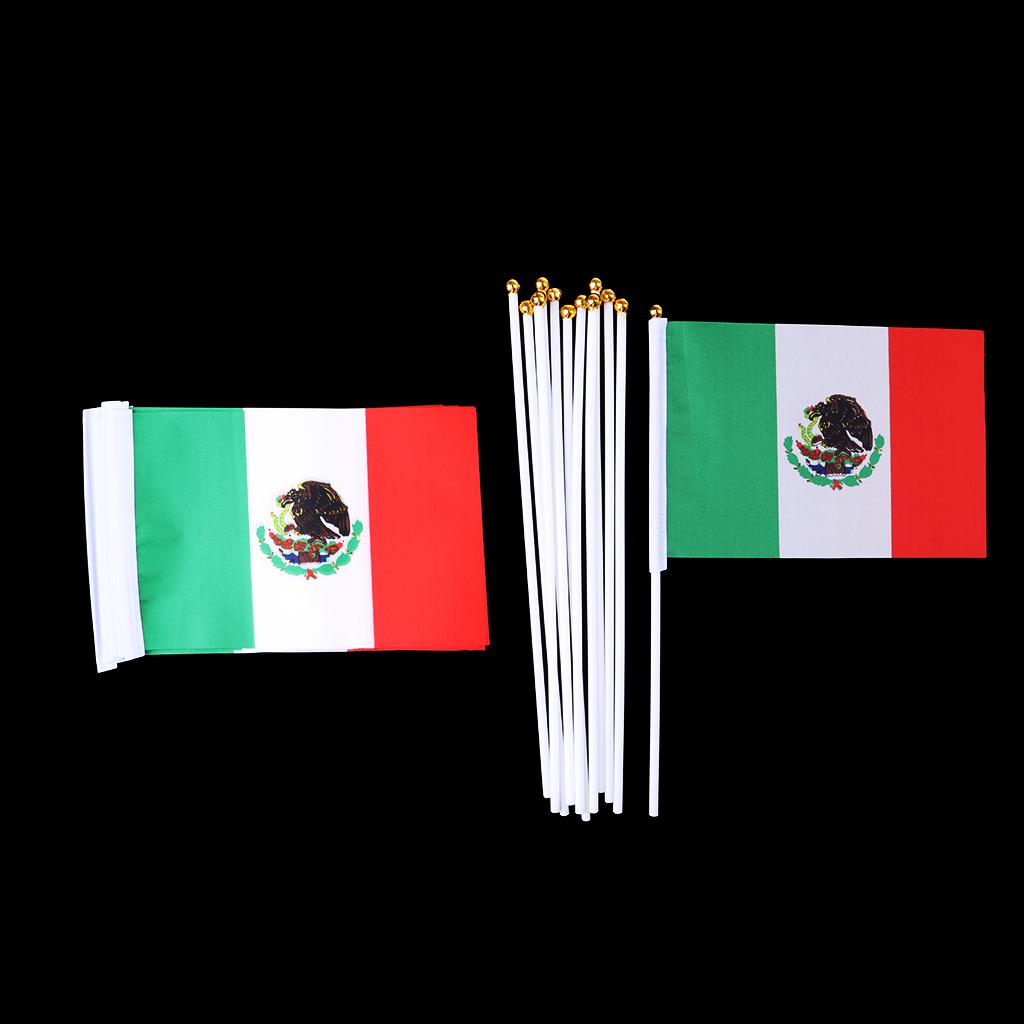 12PCS Flag Flags Banner Hand Waving Flag National Pride Flag Mexico