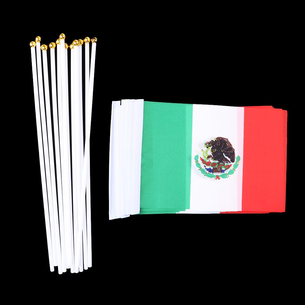 12PCS Flag Flags Banner Hand Waving Flag National Pride Flag Mexico