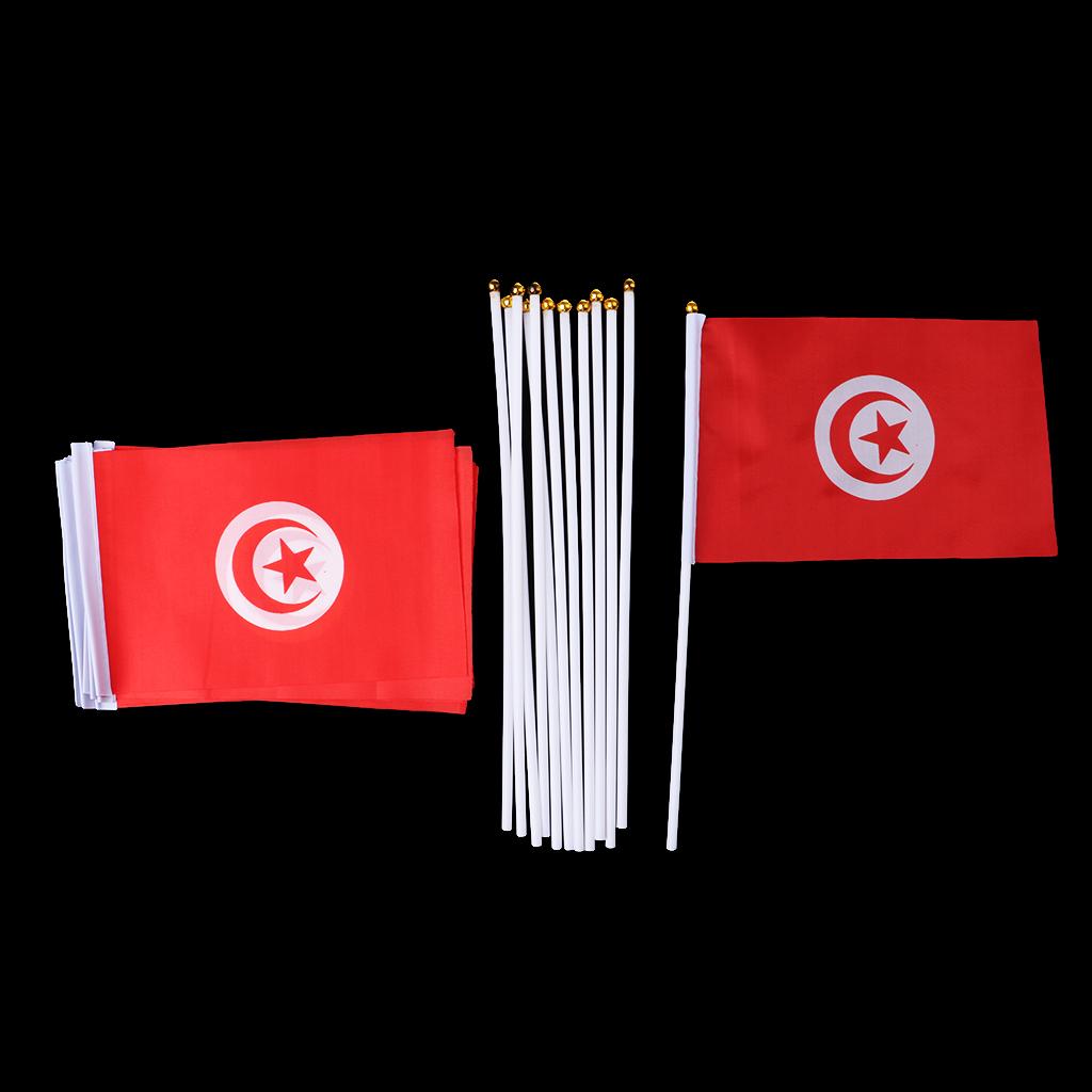 12PCS Flag Flags Banner Hand Waving Flag National Pride Flag Tunisia