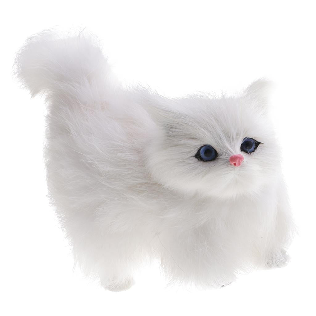 Simulation Cats Plush Stuffed Animal Home Decor Kids Birthday Gift White