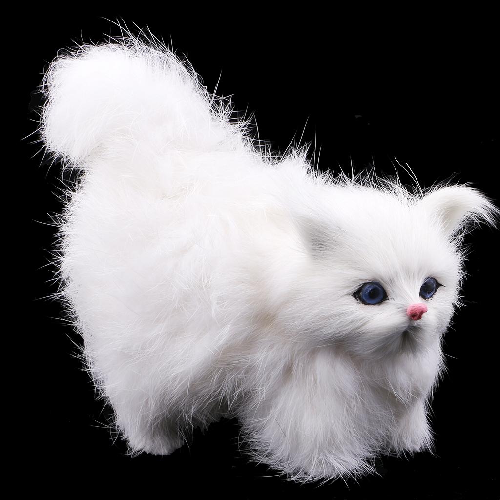 Simulation Cats Plush Stuffed Animal Home Decor Kids Birthday Gift White