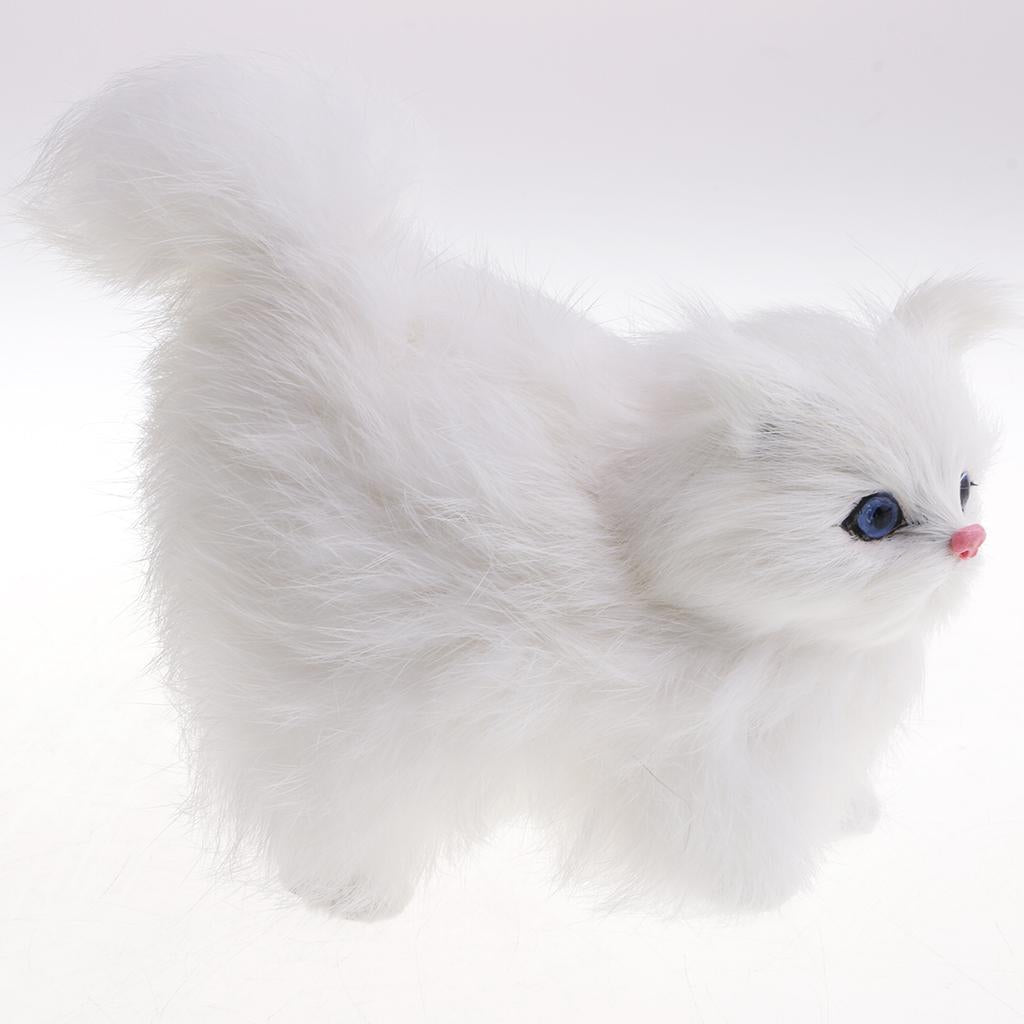 Simulation Cats Plush Stuffed Animal Home Decor Kids Birthday Gift White