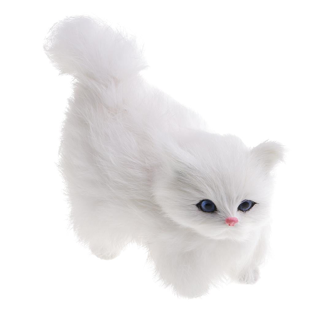 Simulation Cats Plush Stuffed Animal Home Decor Kids Birthday Gift White