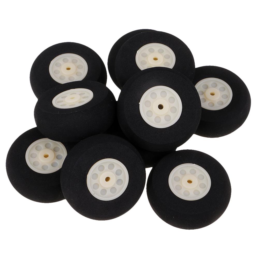 10 Pieces Black Sponge Wheels Tire for RC Airplane Model Toy Diameter 50mm