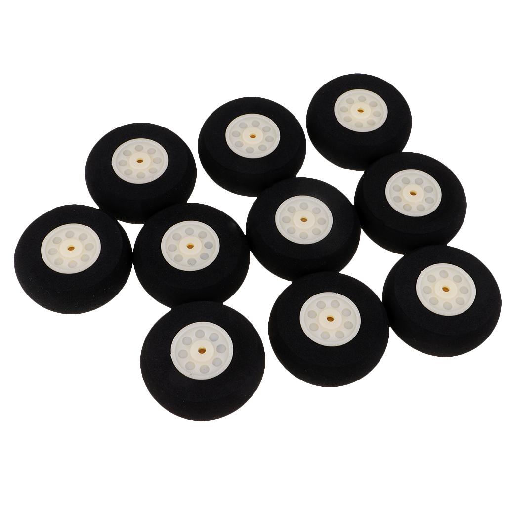 10 Pieces Black Sponge Wheels Tire for RC Airplane Model Toy Diameter 50mm