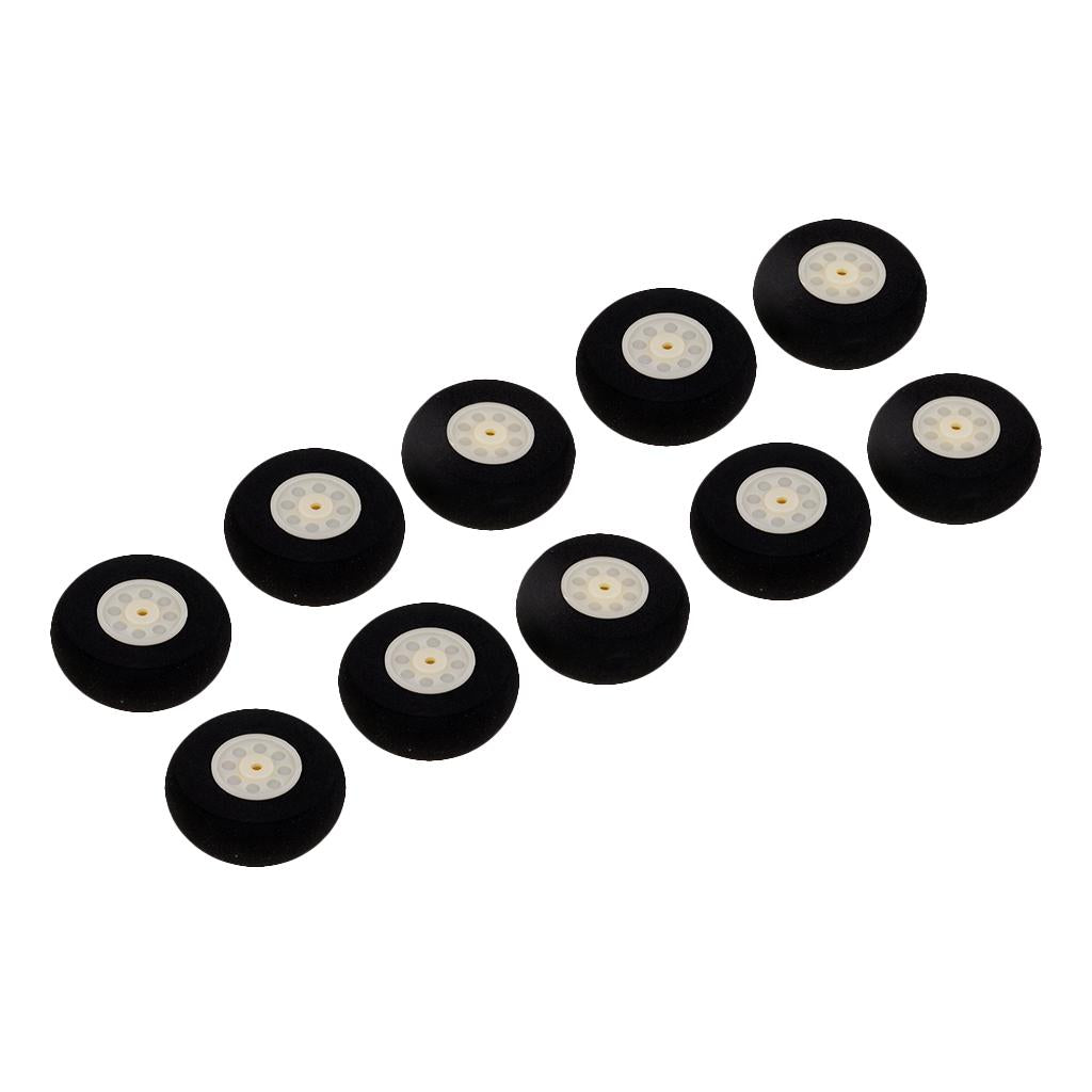 10 Pieces Black Sponge Wheels Tire for RC Airplane Model Toy Diameter 50mm