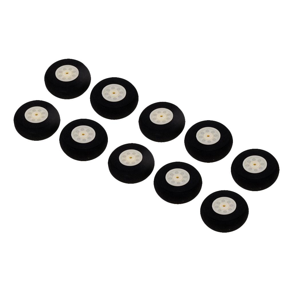 10 Pieces Black Sponge Wheels Tire for RC Airplane Model Toy Diameter 50mm