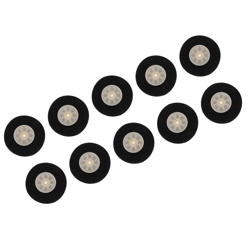 10 Pieces Black Sponge Wheels Tire for RC Airplane Model Toy Diameter 50mm