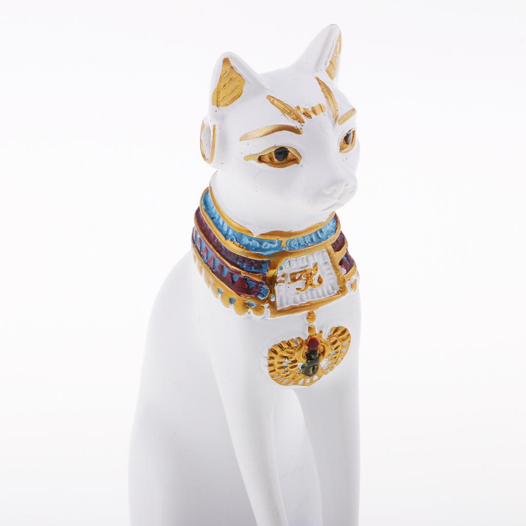 Resin Egyptian Cat Goddess Bast Bastet Statue Sculpture Home Decoration White