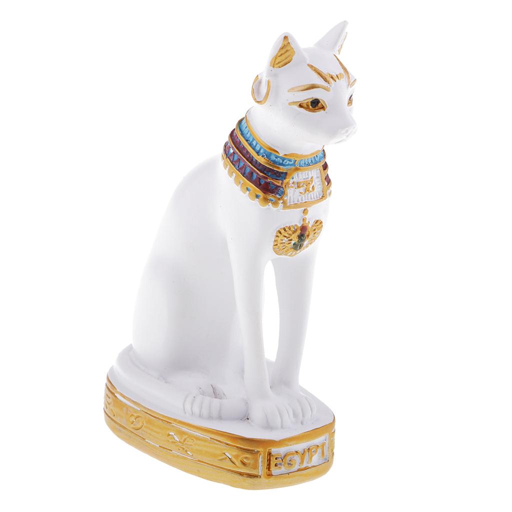 Resin Egyptian Cat Goddess Bast Bastet Statue Sculpture Home Decoration White