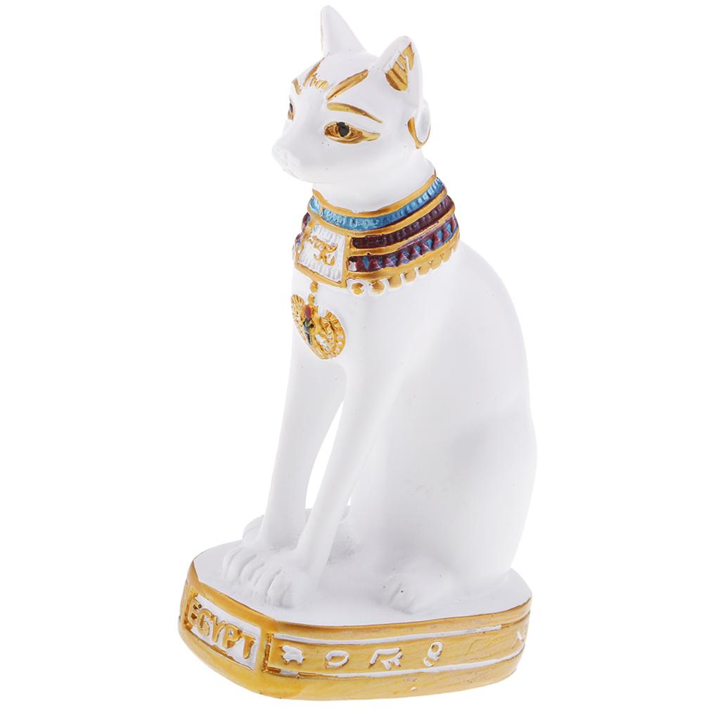 Resin Egyptian Cat Goddess Bast Bastet Statue Sculpture Home Decoration White