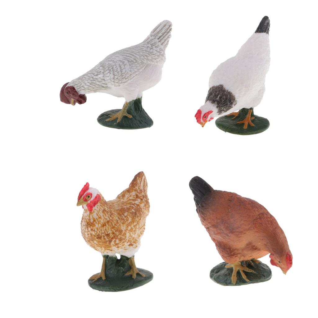 Farm Animal Body Model Lifelike Fowl Hen Chickens Figurine White MY6221-322