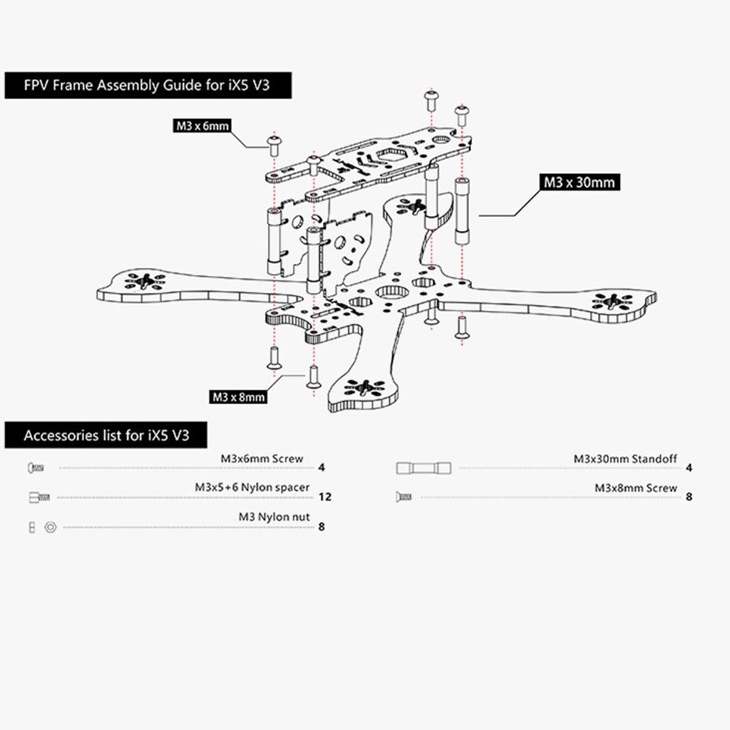 Carbon Fiber Rack Drone Body Frame for FPV Racing Car iflight iX5-210MM V3