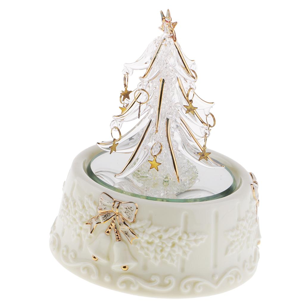 Merry Go Round Wind Up Music Box Spun Glass Art Crafts Christmas Tree Gift