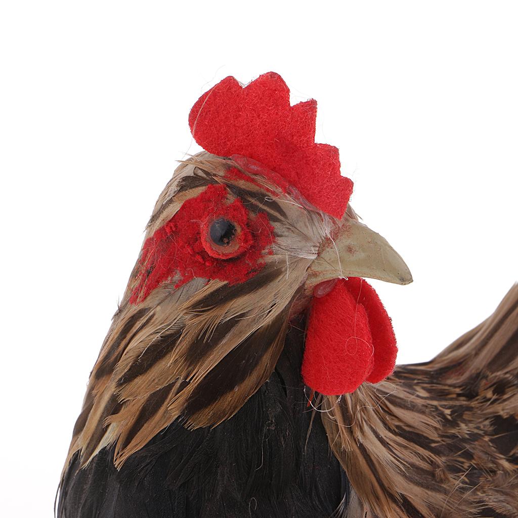9 Lightweight Hen Model Farm Life Animal Figure Decoration - PVC + Feather"