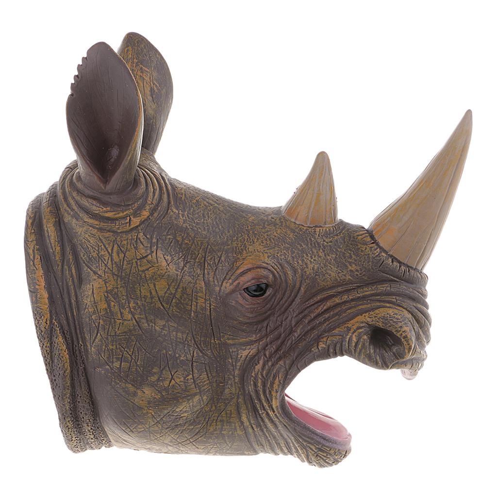 Simulation Dinosaur Figure Toy Hand Puppets for Kid Adult Rhinoceros