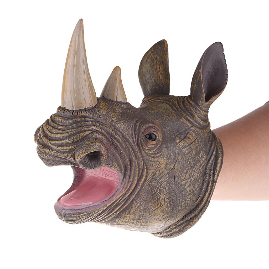 Simulation Dinosaur Figure Toy Hand Puppets for Kid Adult Rhinoceros