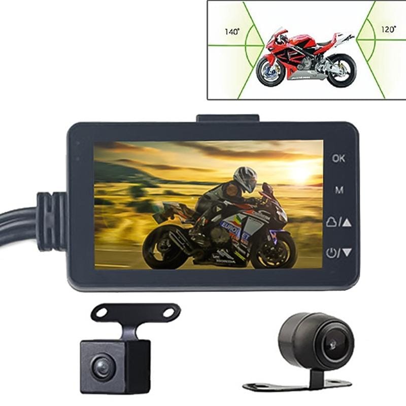 MT-80 3.0 inch 140 Degrees Wide Angle HD Video Motorcycle Dual  Camera DVR, Support TF Card