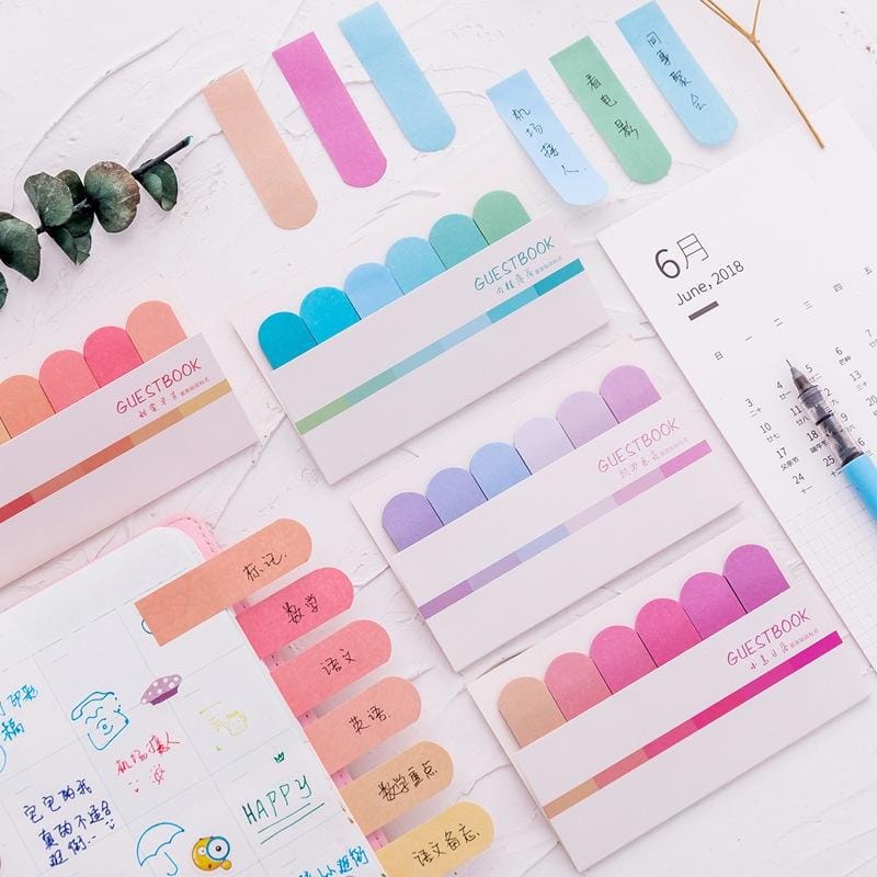 3 PCS Gradient Office Sticky Notes Planner Stickers Page School Supplies Stationery (Gradient yellow)