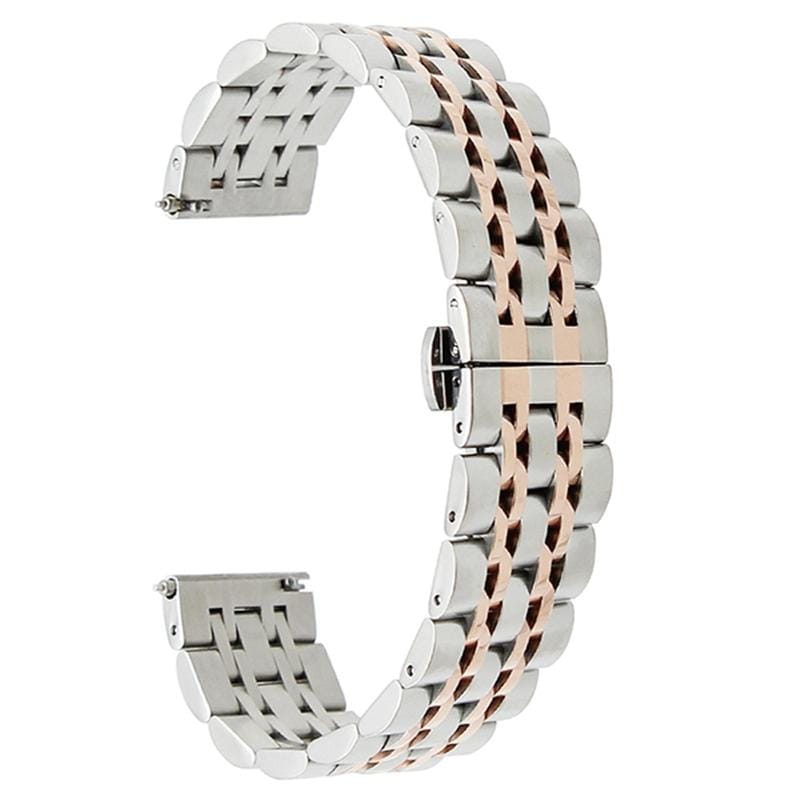 22mm For Huawei Watch GT2e GT2 46mm Seven Stainless Steel Straps (Silver rose gold)