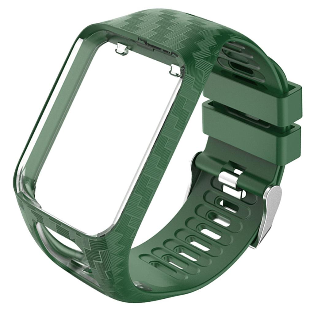 Soft Silicone Watch Strap Wristband Screen Protector For TomTom Army Green