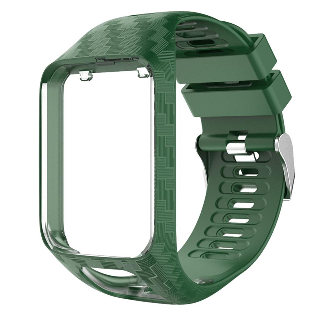 Soft Silicone Watch Strap Wristband Screen Protector For TomTom Army Green