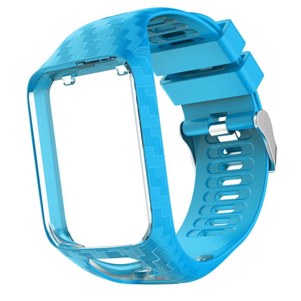 Soft Silicone Watch Strap Wristband Screen Protector For TomTom Sky Blue