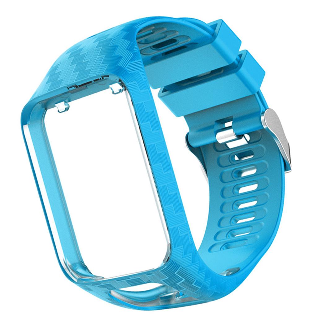 Soft Silicone Watch Strap Wristband Screen Protector For TomTom Sky Blue