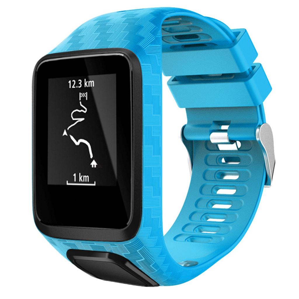 Soft Silicone Watch Strap Wristband Screen Protector For TomTom Sky Blue