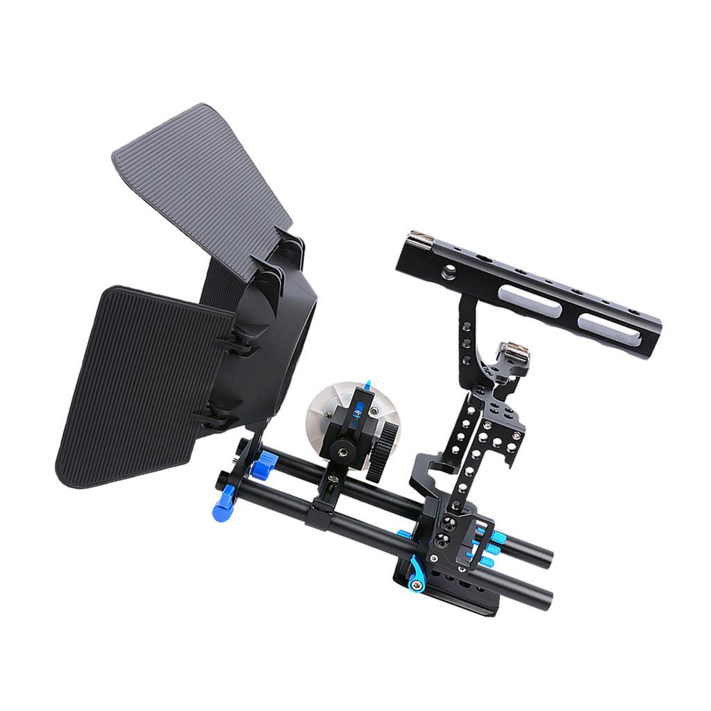 DSLR Camera Video Cage Stabilizer+Follow Focus+Matte Box For Sony A7 A7R #1