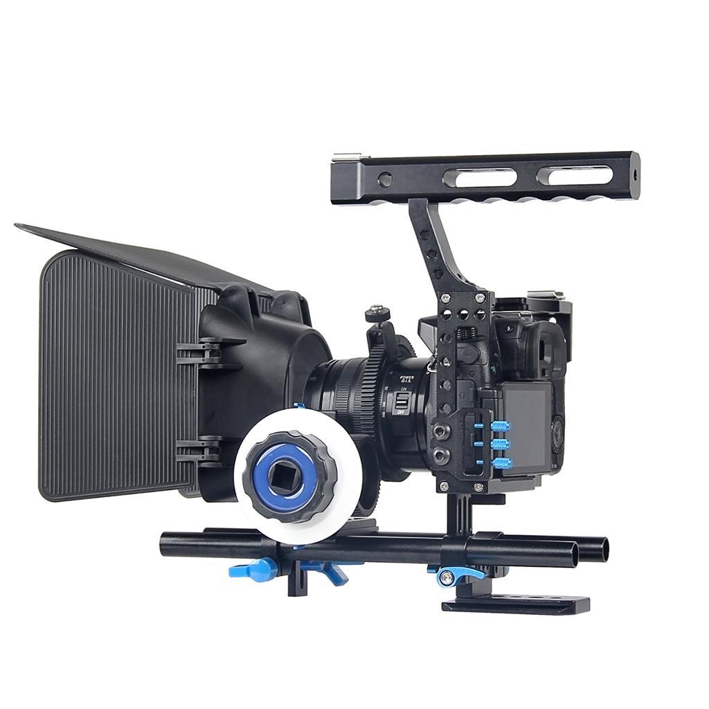 DSLR Camera Video Cage Stabilizer+Follow Focus+Matte Box For Sony A7 A7R #1