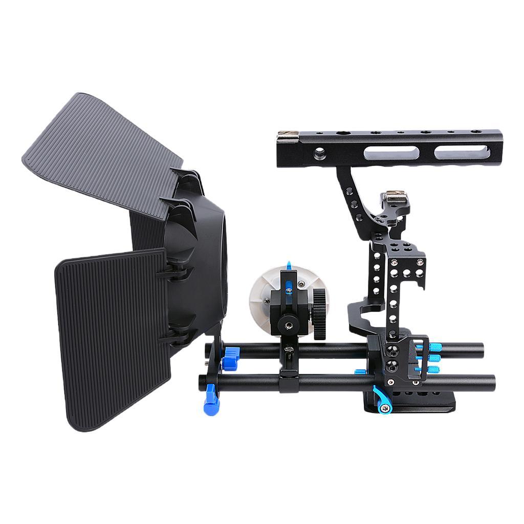 DSLR Camera Video Cage Stabilizer+Follow Focus+Matte Box For Sony A7 A7R #1