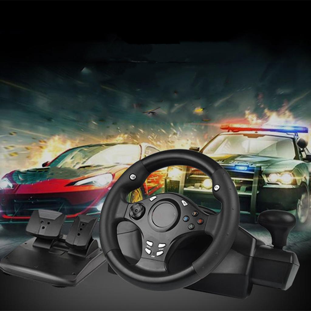 USB Gaming Steering Wheel Controller with Pedals Gear Set Controller for PS3