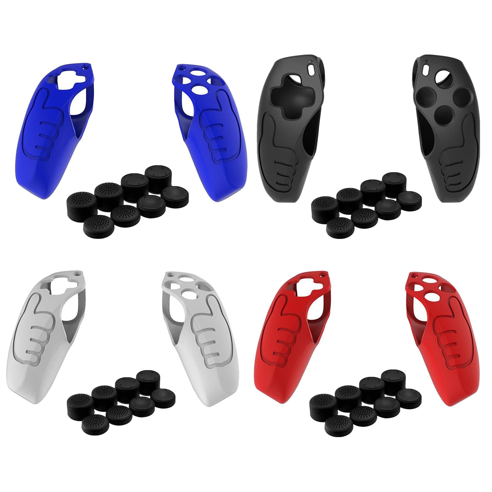 Handle Grip Protective Cover w/Thumb Grips Set Kit for PS5 Controller White