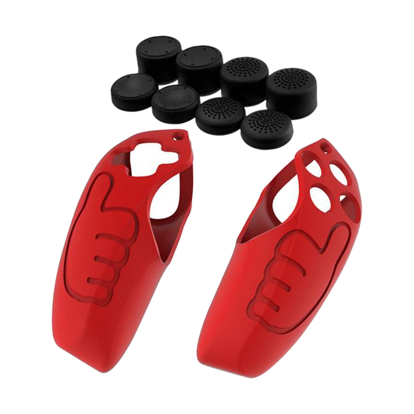 Handle Grip Protective Cover w/Thumb Grips Set Kit for PS5 Controller Red