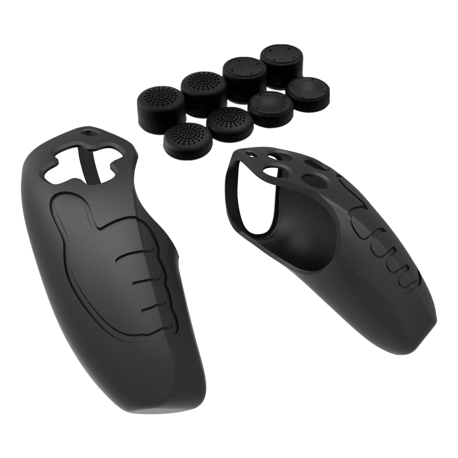 Handle Grip Protective Cover w/Thumb Grips Set Kit for PS5 Controller Black
