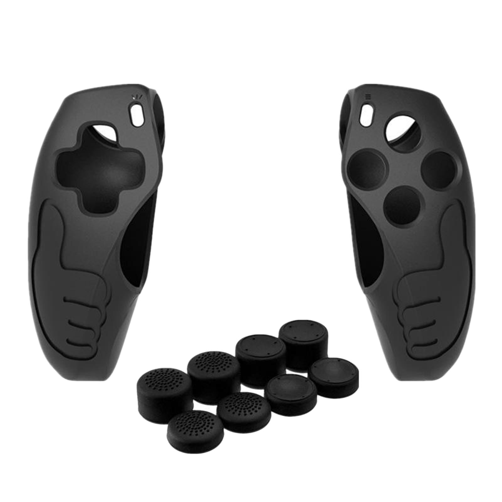Handle Grip Protective Cover w/Thumb Grips Set Kit for PS5 Controller Black
