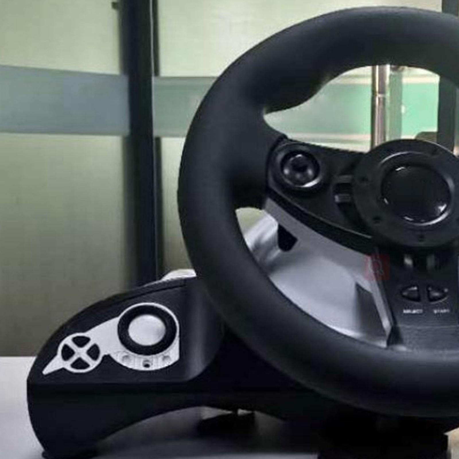 Racing Gaming Steering Wheel Pedal Kit Simulator for PS3/PS2/PC Black