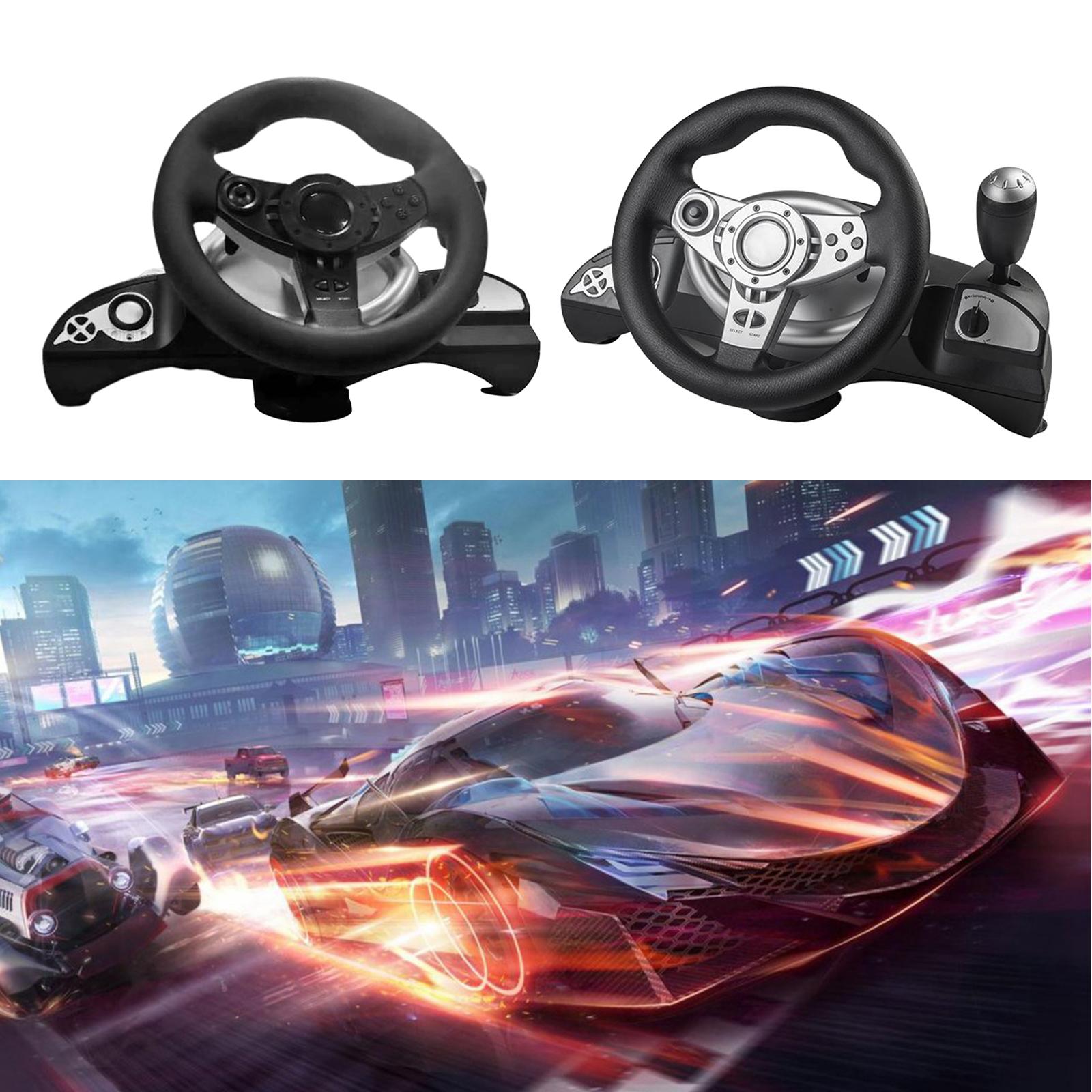 Racing Gaming Steering Wheel Pedal Kit Simulator for PS3/PS2/PC Black