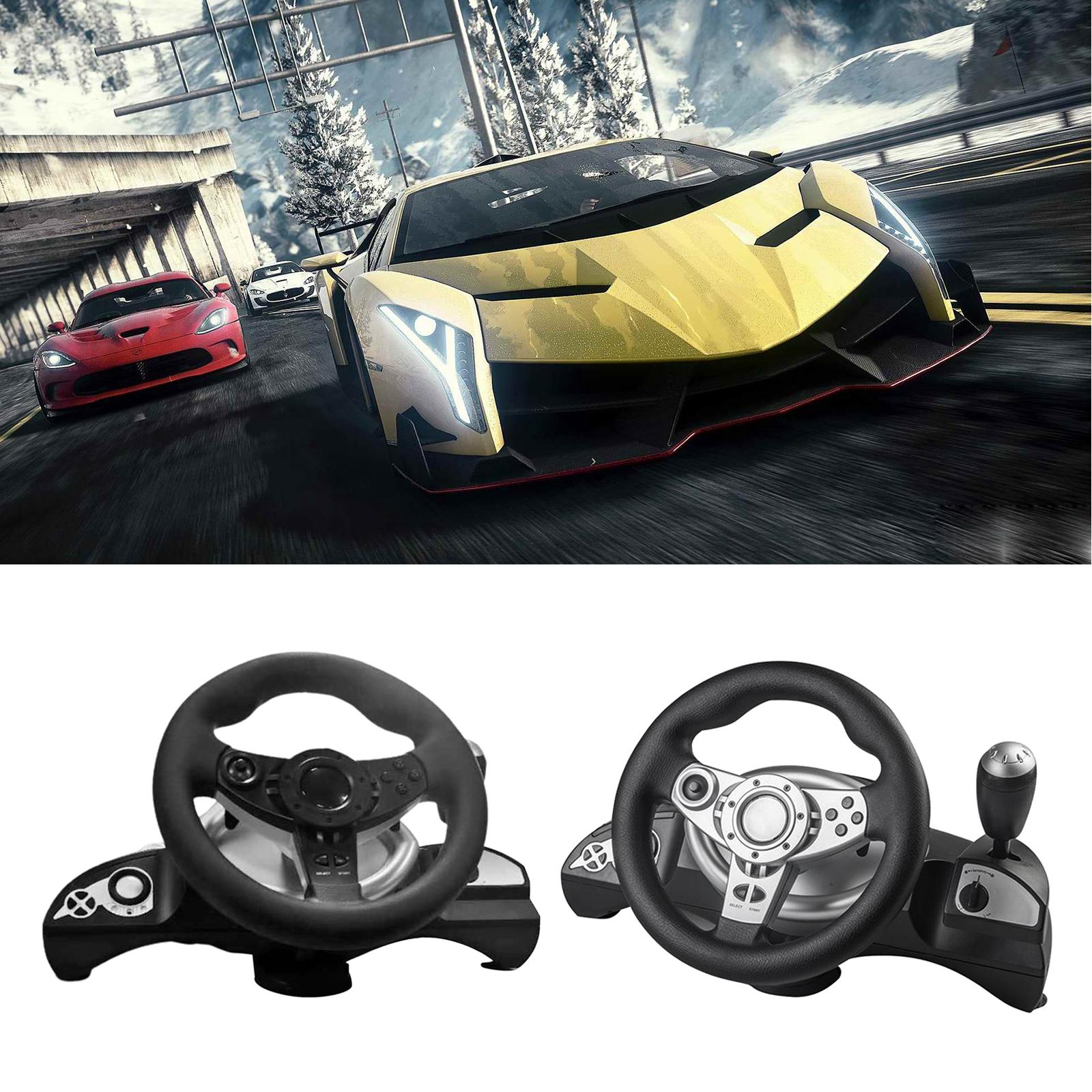 Racing Gaming Steering Wheel Pedal Kit Simulator for PS3/PS2/PC Black