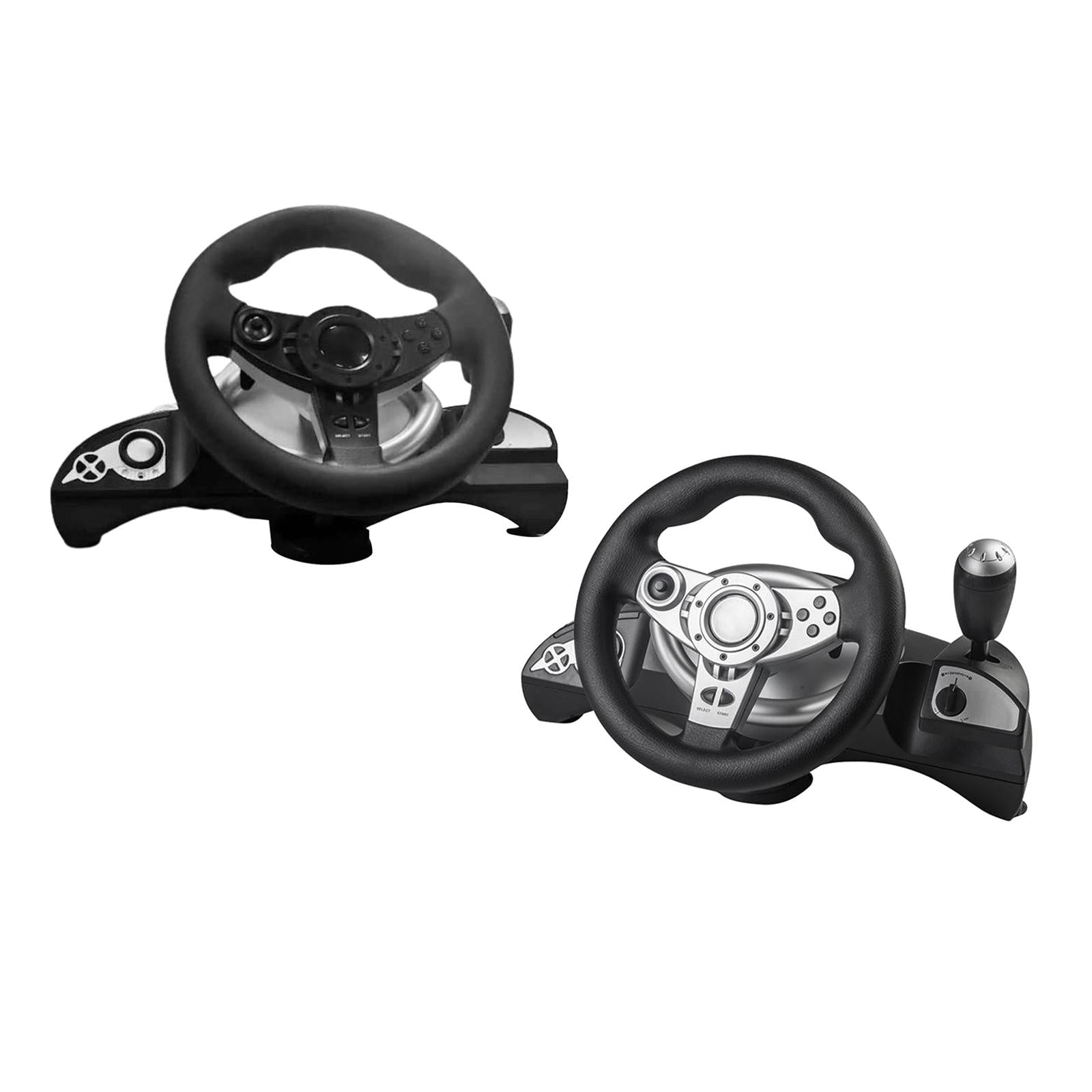 Racing Gaming Steering Wheel Pedal Kit Simulator for PS3/PS2/PC Black