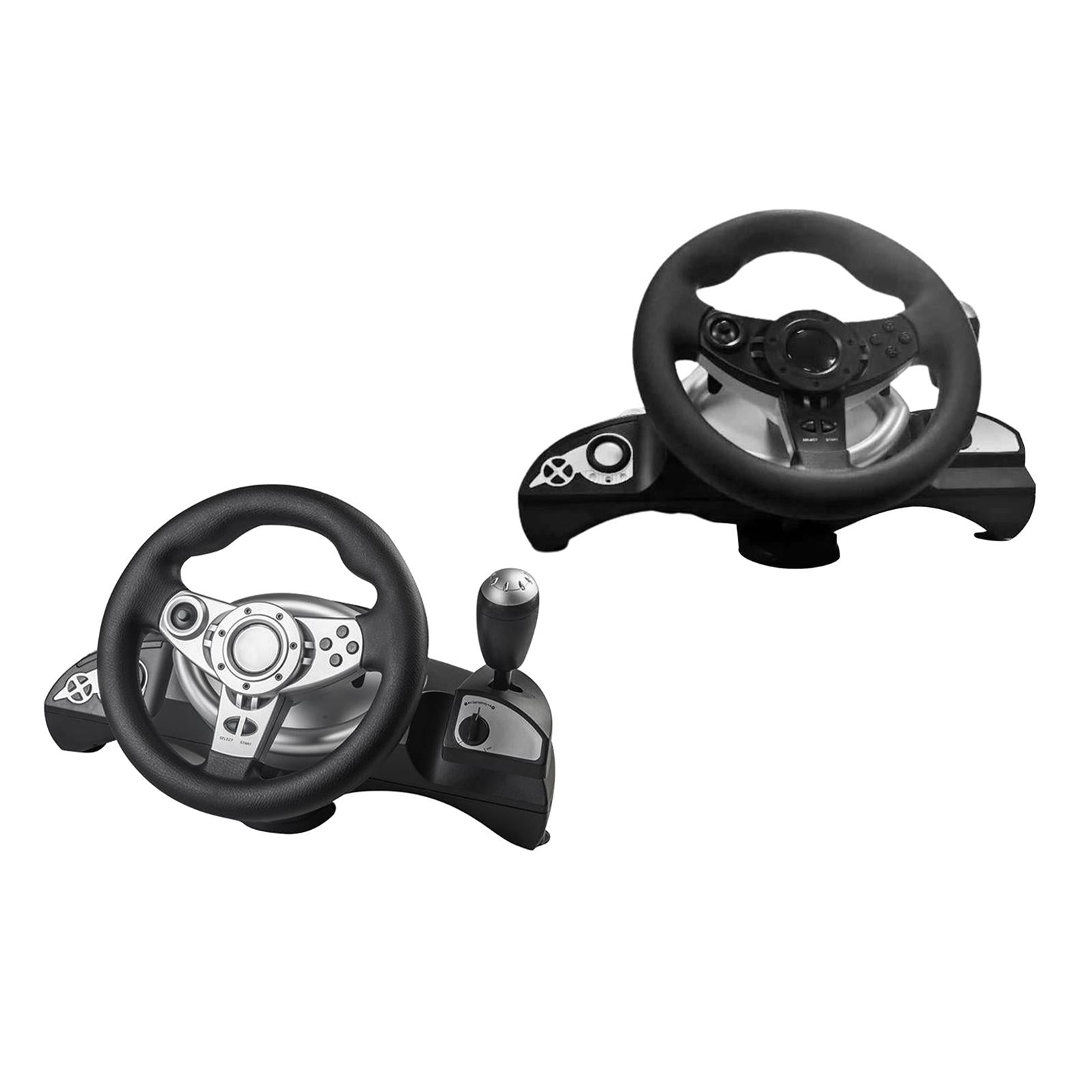 Racing Gaming Steering Wheel Pedal Kit Simulator for PS3/PS2/PC Black