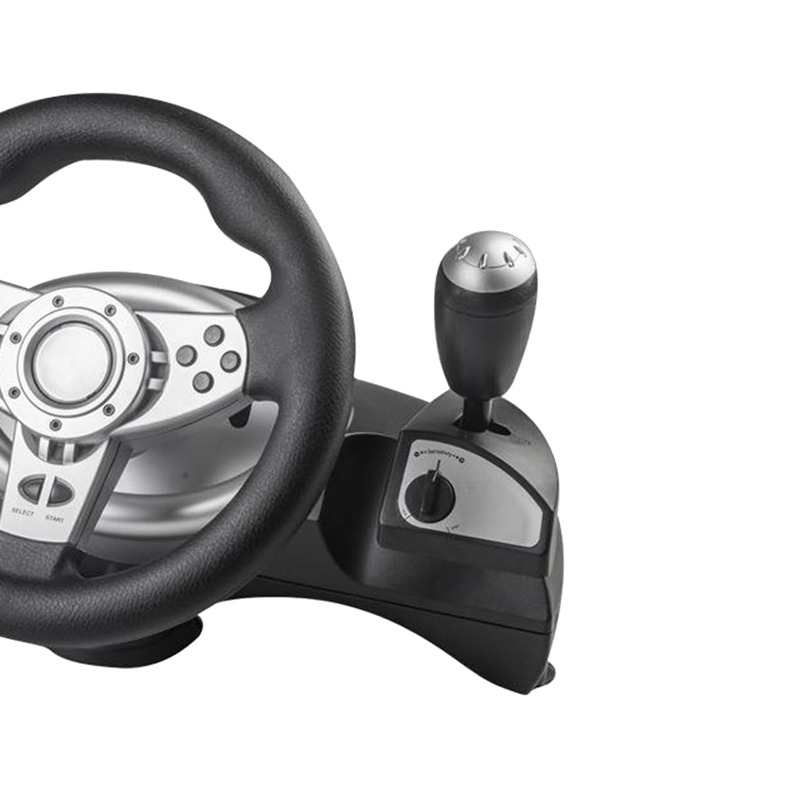 Racing Gaming Steering Wheel Pedal Kit Simulator for PS3/PS2/PC Silver Black